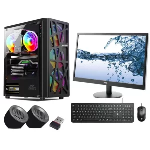 INTEL I5 12400F PROCESSOR | MSI PRO H610M-E DDR4 MOTHERBOARD | CRUCIAL 16GB DDR4 3200MHz RAM | CRUCIAL P3 PLUS 500GB NVMe SSD | AMD RADEON RX550 4GB GPU | COOLERMASTER 450W PSU | RGB CABINET | AOC 24INCH MONITOR | DELL WIRED KEYBOAR AND MOUSE | ZEB PLUTO SPEAKER | LIVE TECH WIFI ADAPTER