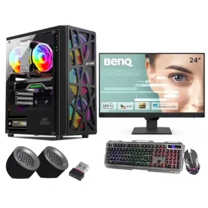 INTEL I5 12400F PROCESSOR | MSI PRO H610M-G D5 MOTHERBOARD | CORSAIR 16GB DDR5 5200MHz RAM | CRUCIAL P3 PLUS 1TB NVMe SSD | NVIDIA RTX3050 8GB DDR6 GPU | COOLERMASTER 550W PSU | RGB CABINET | BENQ GW2790 27INCH MONITOR | ZEB TRASFORMER KIT BLACK | ZEB PLUTO SPEAKER