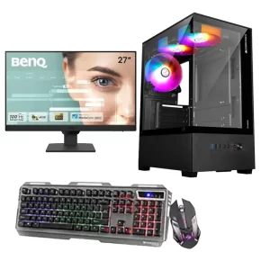 AMD RYZEN 5 5600X PROCESSOR | MSI B550M PRO VHD WIFI MOTHEROARD | CORSAIR 16GB DDR4 3200MHz RAM | CRUCIAL P3 PLUS 500GB NVMe SSD | NVIDIA RTX3050 6GB DDR6 GPU | COOLERMASTER MWE450 PSU | RGB CABINET | BENQ GW2490 24INCH MONITOR | ZEB TRASFORMER KIT BLACK